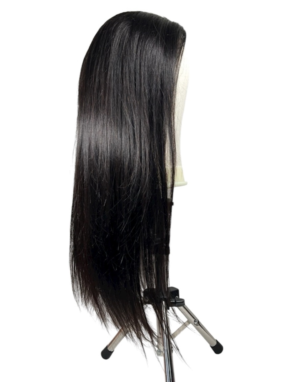 Natural Black Straight Human Hair Pre Cut Lace Front 20 Inch Wig
